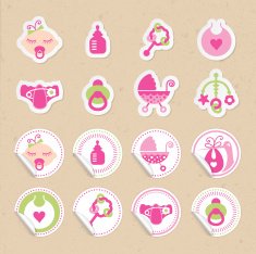 Baby Girl Sticker Icons