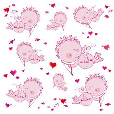 background with cupids and hearts