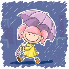 Lovely girl in rain