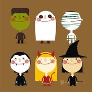 children with halloween costumes