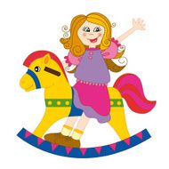 Girl playing with a rocking horse