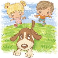 Children and dog