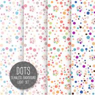 Polka Dot Seamless pattern Vector background Neutral light set