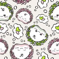 love hedgehogs seamless pattern kawaii style