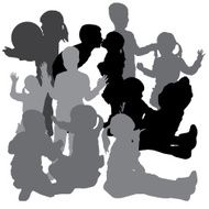Vector silhouette of a children N9