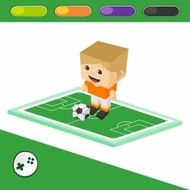 soccer boy block isometric cartoon character N17