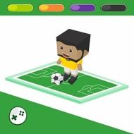 soccer boy block isometric cartoon character N18