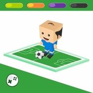 soccer boy block isometric cartoon character N19