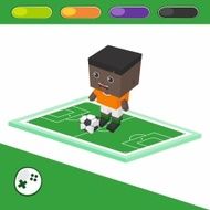 soccer boy block isometric cartoon character N20