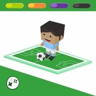 soccer boy block isometric cartoon character N21