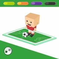 soccer boy block isometric cartoon character N22