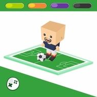 soccer boy block isometric cartoon character N23