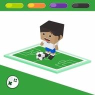 soccer boy block isometric cartoon character N24