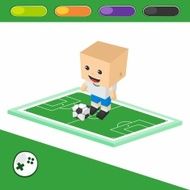 soccer boy block isometric cartoon character N25