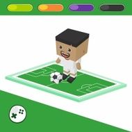 soccer boy block isometric cartoon character N26