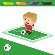 soccer boy block isometric cartoon character N27