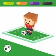 soccer boy block isometric cartoon character N28