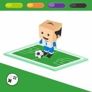 soccer boy block isometric cartoon character N30