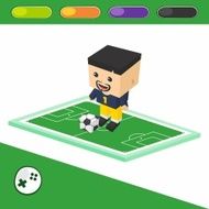 soccer boy block isometric cartoon character N31