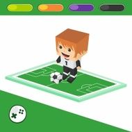 soccer boy block isometric cartoon character N32