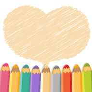 Heart speech bubble with pencils Light background