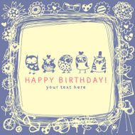 Owls cute greeting card and sample text