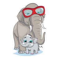 Image of mother elephant with baby