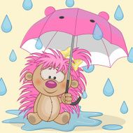 Hedgehog girl with umbrella