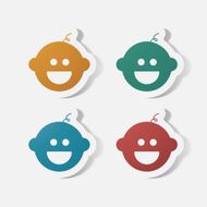 Paper clipped sticker baby face boy N4