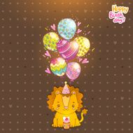 Happy Birthday greeting background with a lion N2