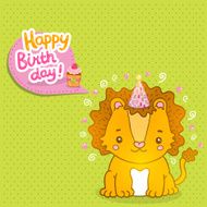 Happy Birthday greeting background with a lion N3