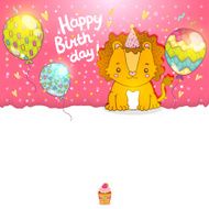 Happy Birthday greeting background with a lion N5