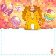 Happy Birthday greeting background with a lion N6