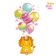 Happy Birthday greeting background with a lion N7