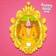 Happy Birthday greeting background with a lion N8