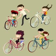 family on bicycles bike riders