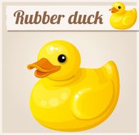 Yellow rubber duck Cartoon vector illustration Series of childrens toys