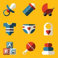 Flat icon set Baby Children Family