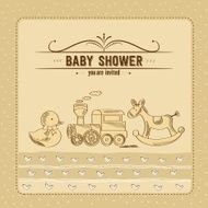 baby shower card with retro toys N21