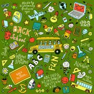 Back to school doodle mega set Vector illustration