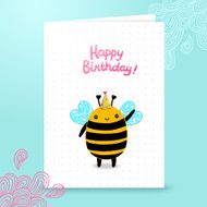 Happy Birthday card background with a bee N3
