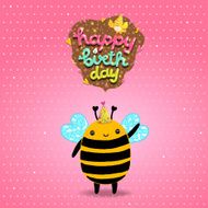 Happy Birthday card background with a bee N4