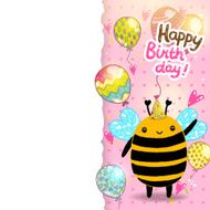 Happy Birthday card background with a bee N6