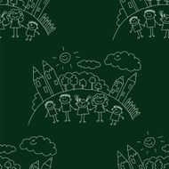 Vector seamless pattern Kids school and education N265