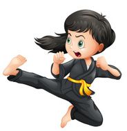 Brave girl doing karate