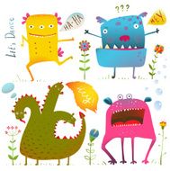 Fun Cute Kind Monsters for Children Design Colorful Collection