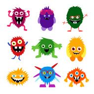 Vector set of cartoon cute monsters and aliens N4