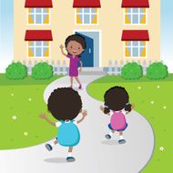 Children back home from school