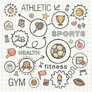 Sport hand draw integrated color icons Vector sketch infographic illustration