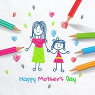 Happy Mother&#039;s Day Draw With Colored Pencils